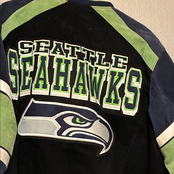 NFL Seattle Seahawks Black and Green Bomber Jacket - Picture 7 of 7